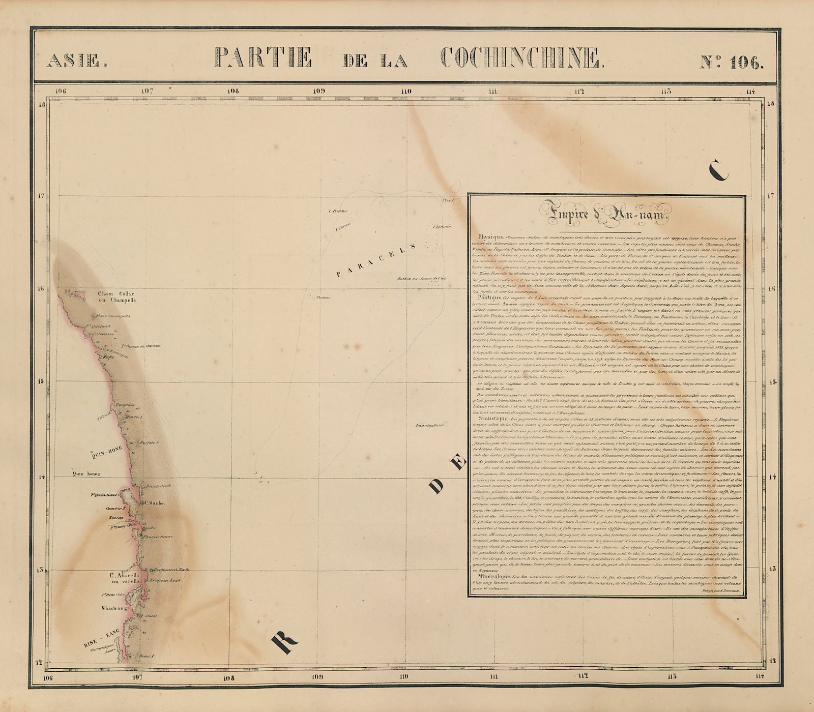 Asie. Cochinchine #106 Vietnam coast & Paracel Islands. VANDERMAELEN 1827 map
